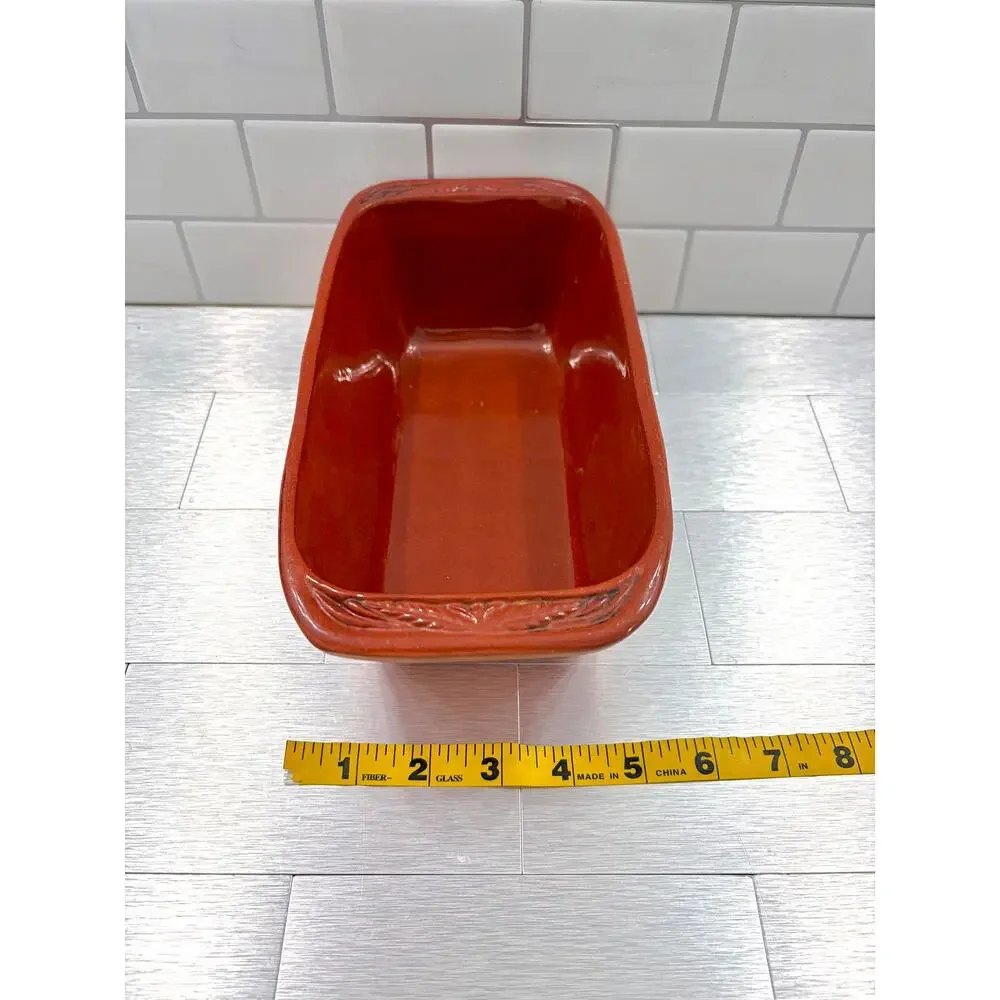Vintage Gourmet Topf 1980 Made In USA Bread Loaf Clay Baking Dish Glazed